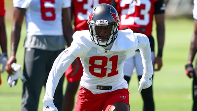 May 31, 2022; Tampa, FL, USA; Tampa Bay Buccaneers wide receiver Vyncint Smith (81) participates in organized team activities at AdventHealth Training Center Mandatory Credit: Nathan Ray Seebeck-USA TODAY Sports